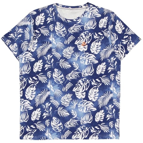 Tee shirt manches courtes aop feuilles MARINE AOP M