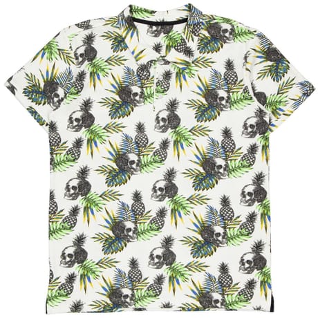 Polo manches courtes piqué aop crane BLANC L