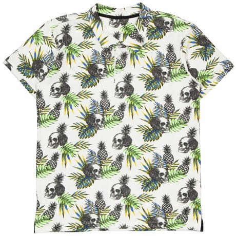 Polo manches courtes piqué aop crane BLANC XXL
