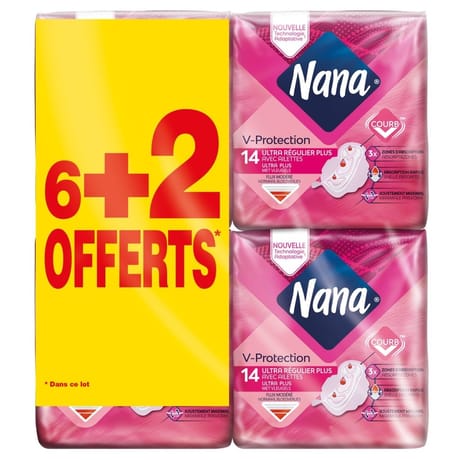 Nana serviette ultra régulière plus 6+2 soit 112