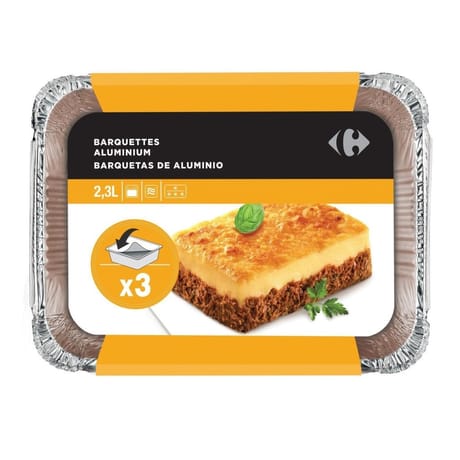 Carrefour 3 barquettes aluminium 2.3l