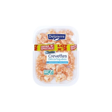 Delpierre crevettes décortiquées nature offre spéciale 2x100g