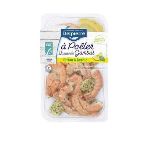 Delpierre queues de crevettes marinées citron basilic ASC 200g