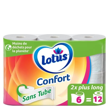 Lotus confort papier toilette sans tube x6 rouleaux