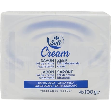 Carrefour soft savon 1/4 de crème hydratante 100g x4