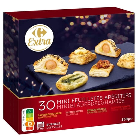 Carrefour extra 30 mini feuilletés apéritifs 359g