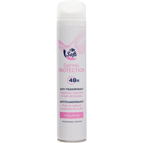 Carrefour soft déodorant anti-transpirant 48h dermo protection 200ml