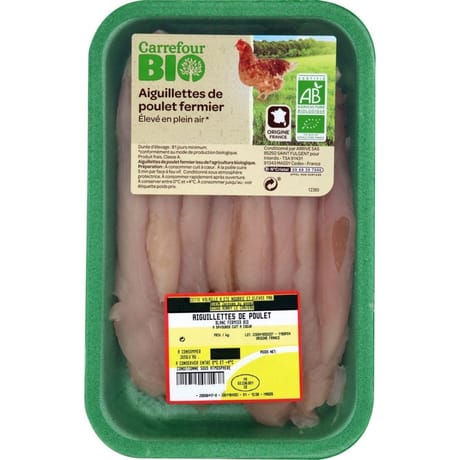 Carrefour bio aiguillettes de poulet fermier