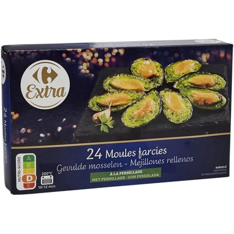 Carrefour extra 24 moules farcies à la persillade 250g