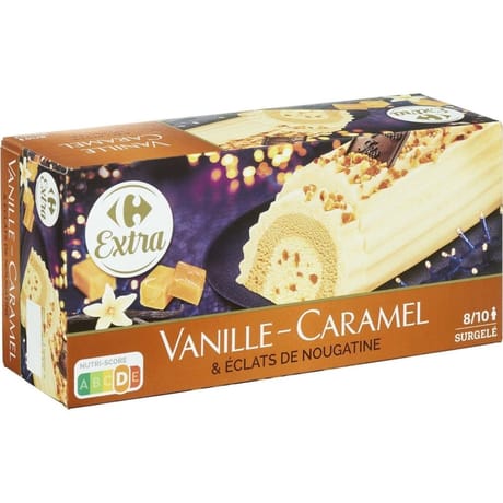 Carrefour extra buche vanille caramel 516g