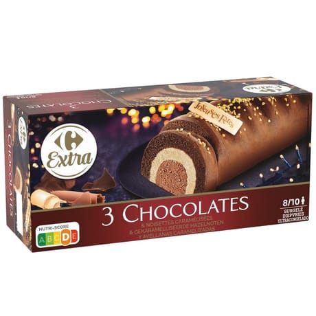 Carrefour extra buche 3 chocolats 506g