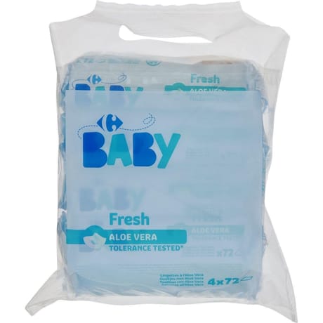 Carrefour baby lingettes fresh aloe vera 4x72