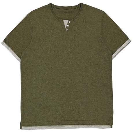 Tee-shirt manches courtes homme KAKI CLAIR CHINE XXL