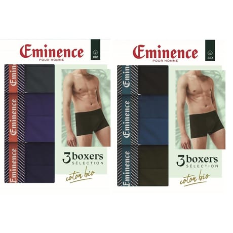 Lot de 3 boxers Sélection coton bio homme Eminence NOIR 2 T6