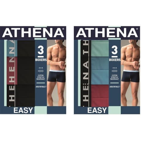 Lot de 3 boxers homme Easy Color Athena NOIR 2 T6