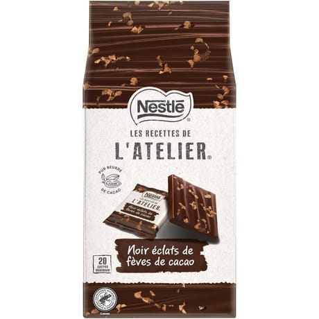 Nestlé l'Atelier carrés dégustation noir éclat de fève de cacao 176g