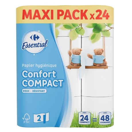 Carrefour essential papier toilette confort compact x24