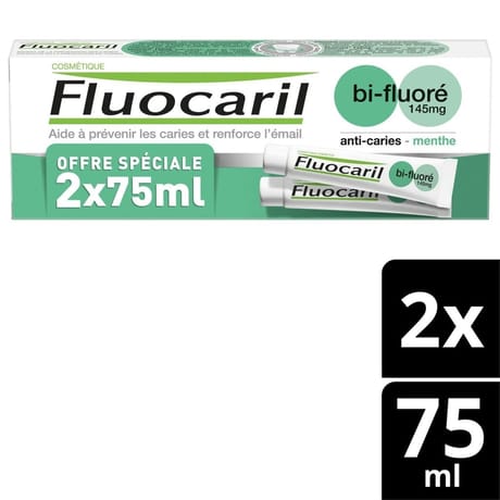 Fluocaril bi-fluore145mg dentifrice menthe 2x75ml