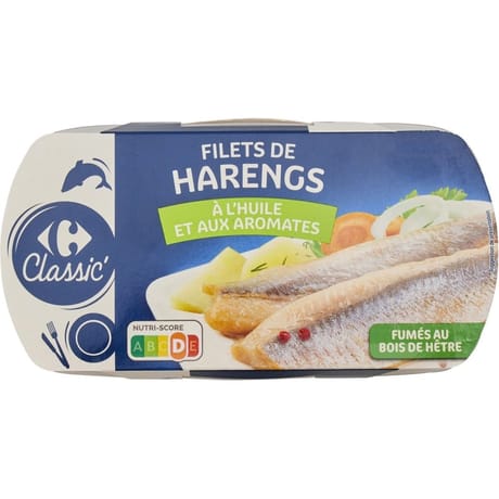 Carrefour classic' filets de harengs fumés doux 325g net égoutté