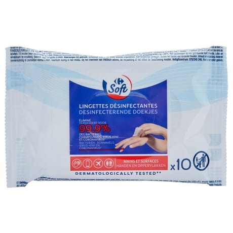 Carrefour soft lingettes désinfectantes x 10