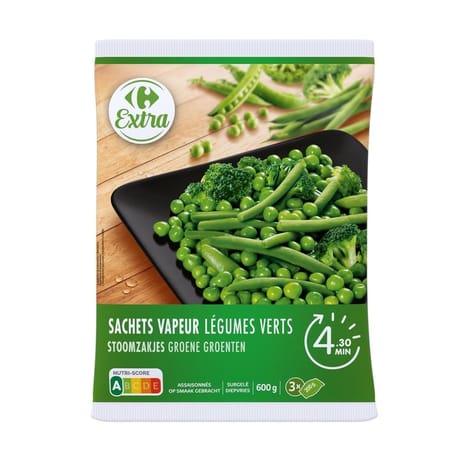 Carrefour extra légumes verts sachet vapeur 600g