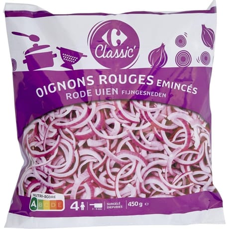 Carrefour classic' oignons rouges émincés 450g