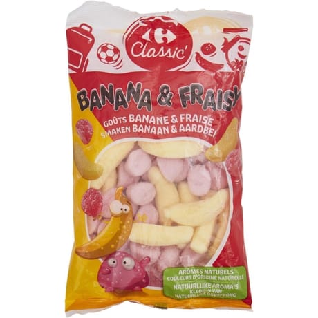 Carrefour classic' bonbons banane & fraise -250g