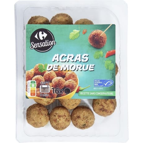 Carrefour sensation 16 acras de morue 160g