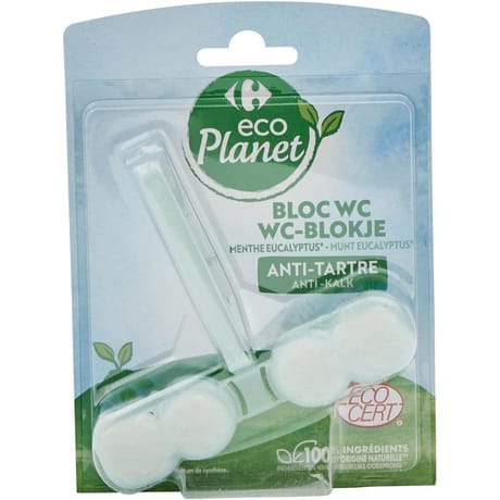 Carrefour eco planet bloc WC anti tartre menthe eucalyptus