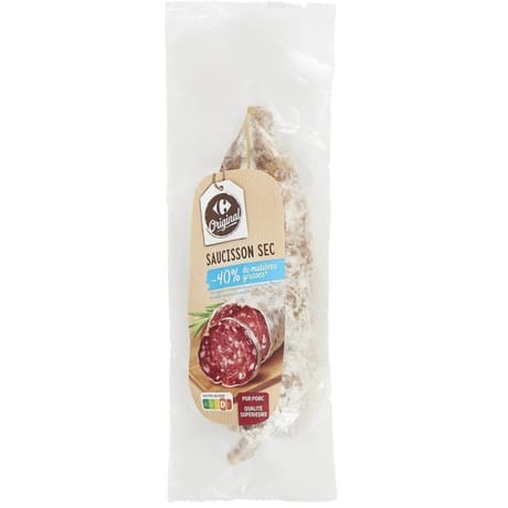Carrefour original saucisson sec -40% matière grasse 220g