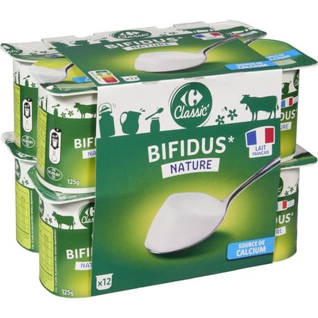 Carrefour classic yaourt bifidus nature 12x125g