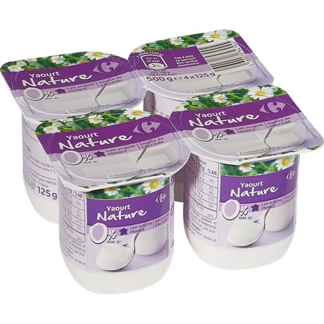 Carrefour classic yaourt nature 0% mg 4x125g