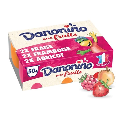 Danonino aux fruits fraise framboise abricot 6x50g