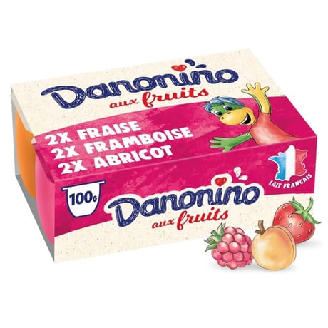 Danonino aux fruits fraise framboise abricot 6x100g