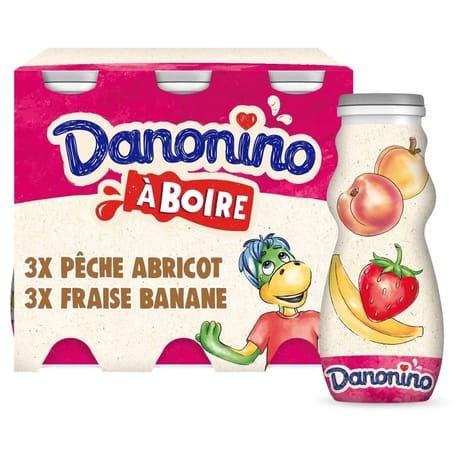 Danonino à boire saveur fraise banane abricot pêche 6x100g