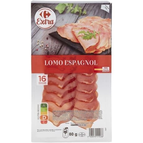 Carrefour extra lomo espagnol 16 tranches 80g