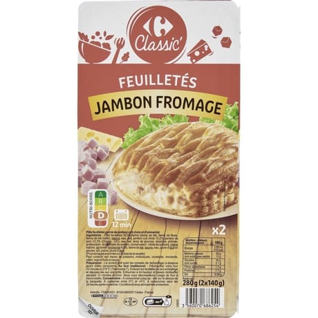 Carrefour classic' feuilletés jambon fromage 2x140g