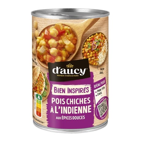 1/2 mix legumineuses pois chiche & lentilles corail a l'indienne daucy