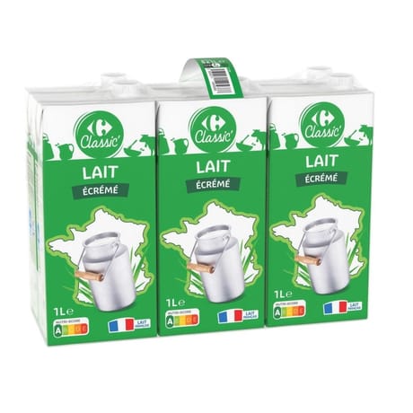 Carrefour classic lait écrémé brique 1l
