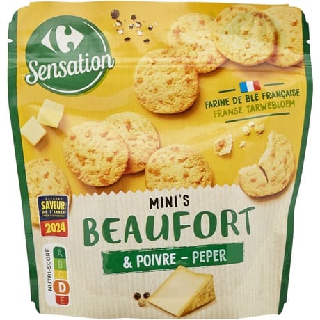 Carrefour sensation mini's biscuits apéritif beaufort & poivre 100g
