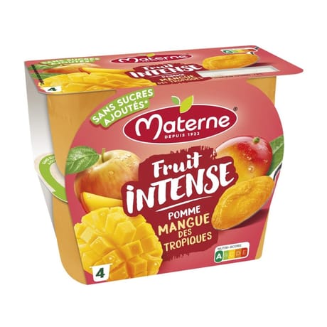 Materne compotes fruit intense pomme mangue des tropiques 4x400g