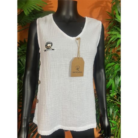 Débardeur coton nautic à boutons BLANC T6