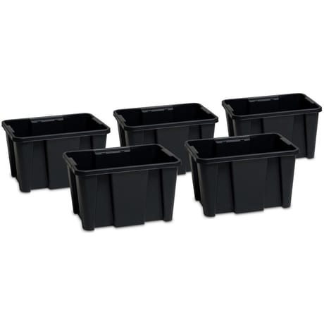 Bac de rangement 30 litres noir lot de 5