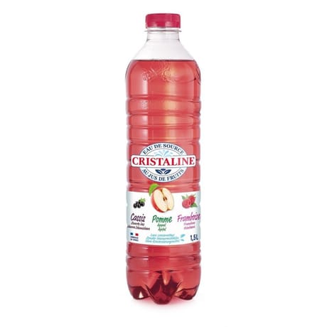 Cristaline eau de source au jus de fruits pomme cassis framboise 1.5 litres