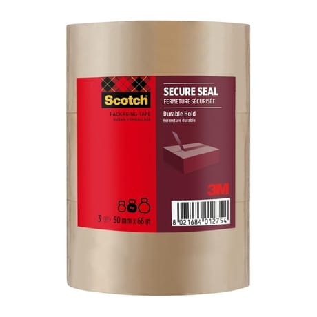 Scotch lot de 3 rubans d'emballage seure seal havane 50mmx66m