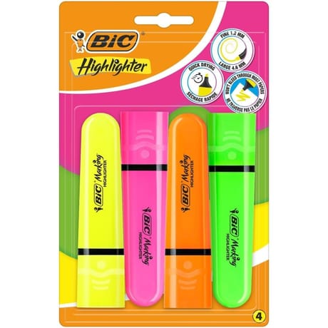 Surligneurs plats fluo x4
