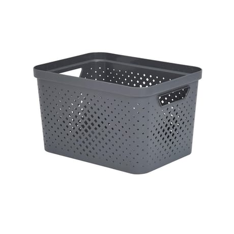 Carrefour home panier de rangement gris 16l