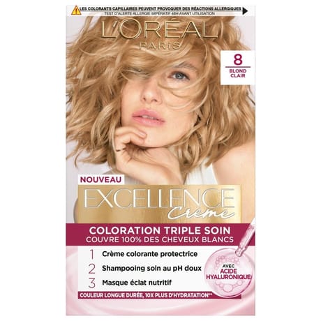 Excellence crème coloration triple soin 8 blond clair