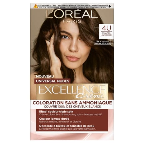 Excellence crème universal nudes coloration 4u châtain universel