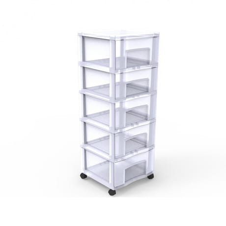 Carrefour home tour de rangement à roulettes transparente 5 tiroirs